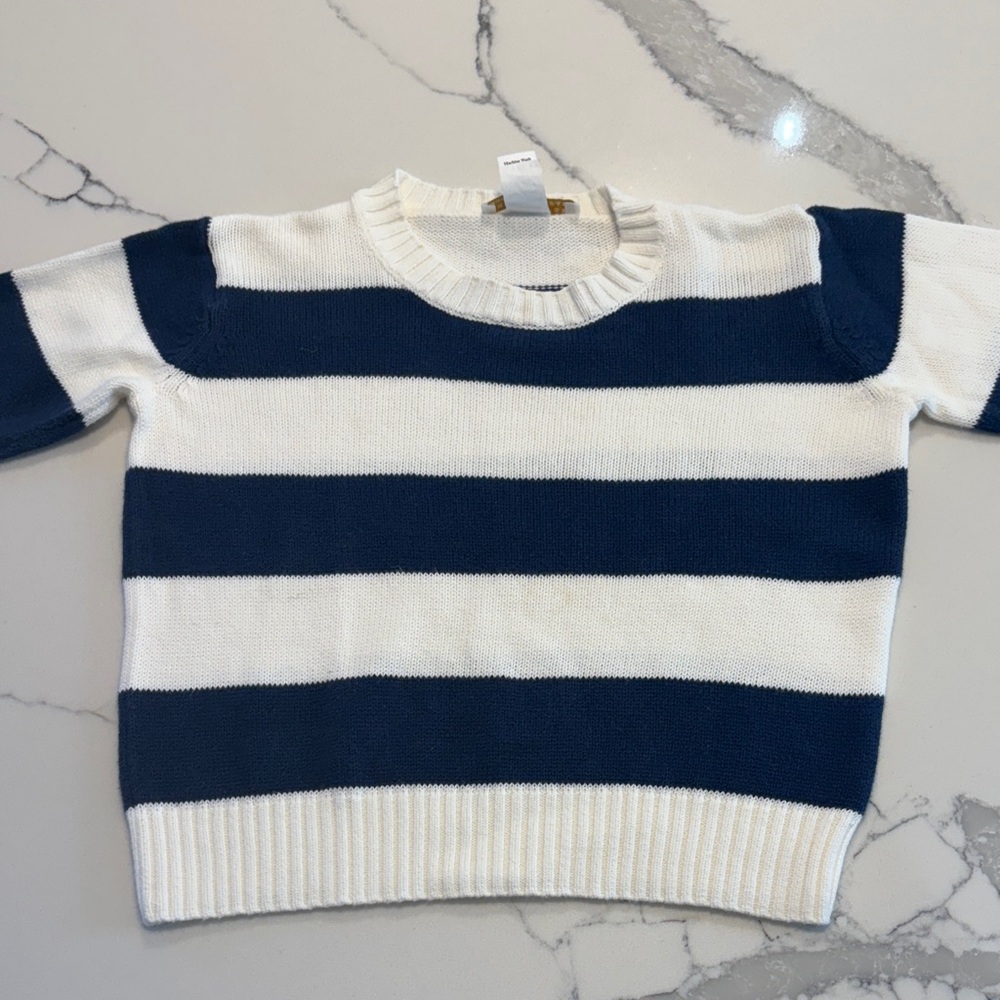 The Beaufort Bonnet Company toddler Navy and White Striped Sweater